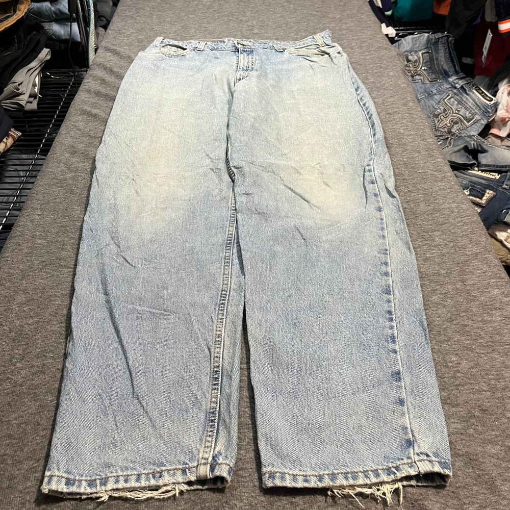 Levi 560 Mens Light Wash Orange Tab Loose Fit Tapered Leg Jeans 38x34 Distressed